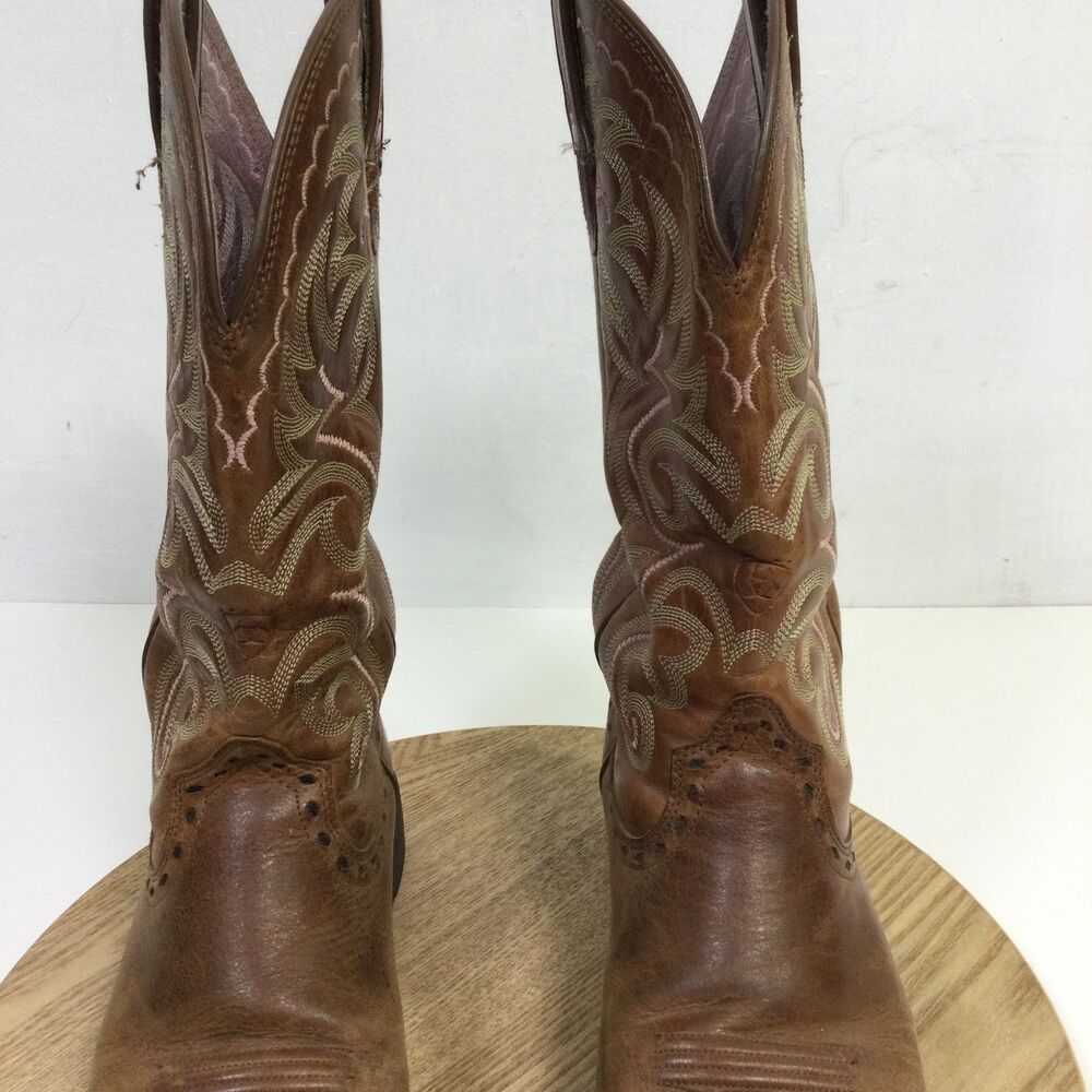 Ariat Womens Heritage Boots Leather Western Stitch Mid Calf Brown Size 7B - Picture 8 of 14
